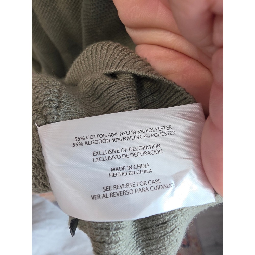 Gap Mens XXL Waffle Knit Crewneck Sweater Sage Green Cotton Blend Long Sleeve - Picture 5 of 5